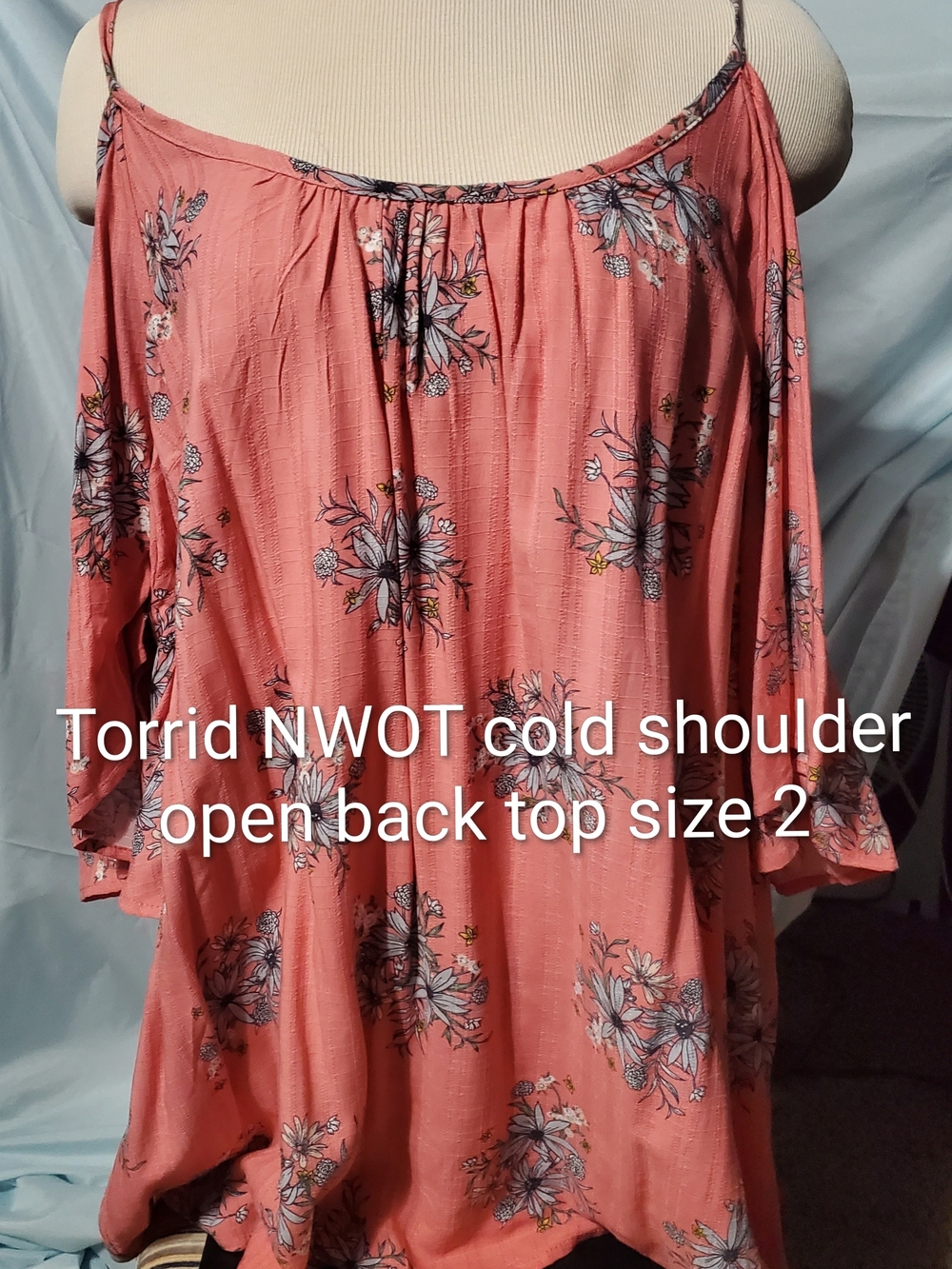 torrid Coral Pink Floral Cold-Shoulder Tank Top